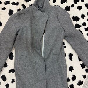 J. Crew Gray Stand-Collar Wool-Blend Coat